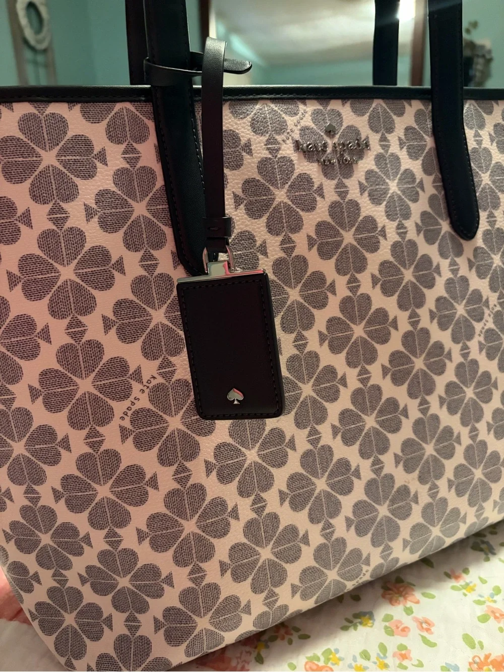 Kate Spade signature spade flower large tote with black trim